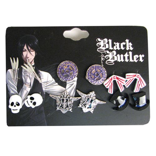 Black Butler 6-Pack Stud Earring Set